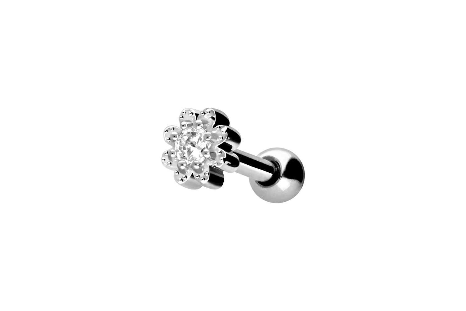 Chirurgenstahl Ohrpiercing BLUME + KRISTALL